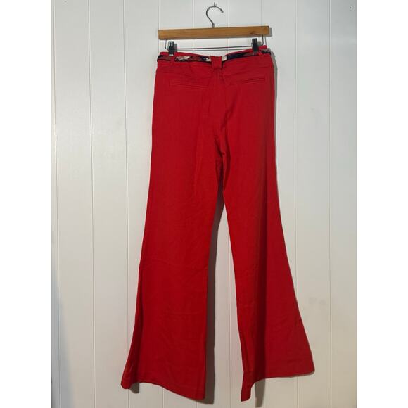 Vero Moda Liz Carlos Wide-Leg Pants Red w/ Floral Belt NWT Women’s Medium - Picture 10 of 12